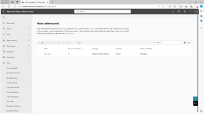Microsoft Teams 管理中心的屏幕截图，显示一条由自动助理输入的信息。详细信息包括姓名、资源帐户