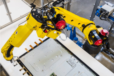 Eine Maschine, die Elektronikbauteile zusammensetzt