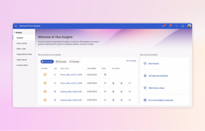 Microsoft Viva Insights-Dashboard mit einer Liste von Berichten mit Abgabeterminen, Statusindikatoren und verschiedenen Aktionsschaltflächen
