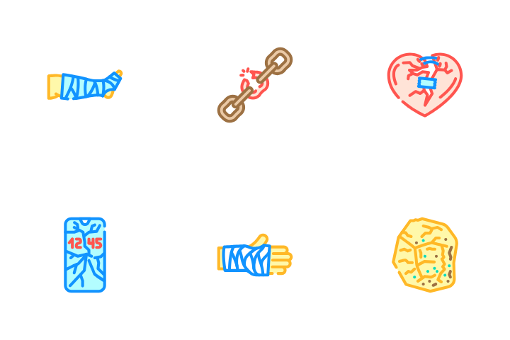 Fracture Break Bone Icon Pack