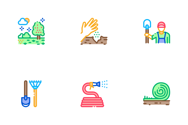 Instrumento de trabajador jardinero Paquete de Iconos