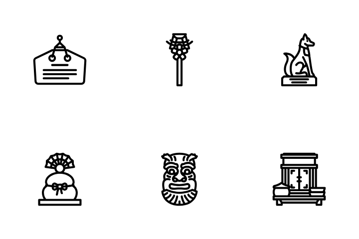 Viajes al Santuario de Japón Paquete de Iconos