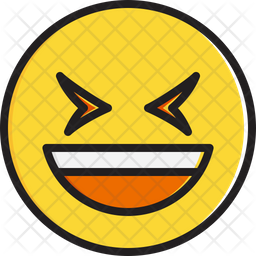 입을 벌리고 눈을 꼭 감고 웃는 얼굴 아이콘