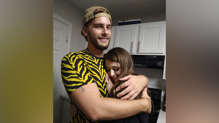 A photo of Joe and Aussie Marie when they were dating, before Joe took his own life in 2021....