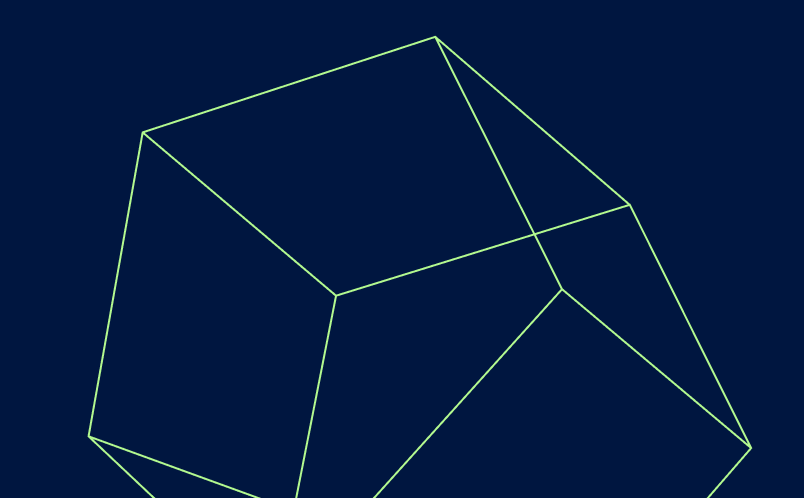 Green shape on dark background