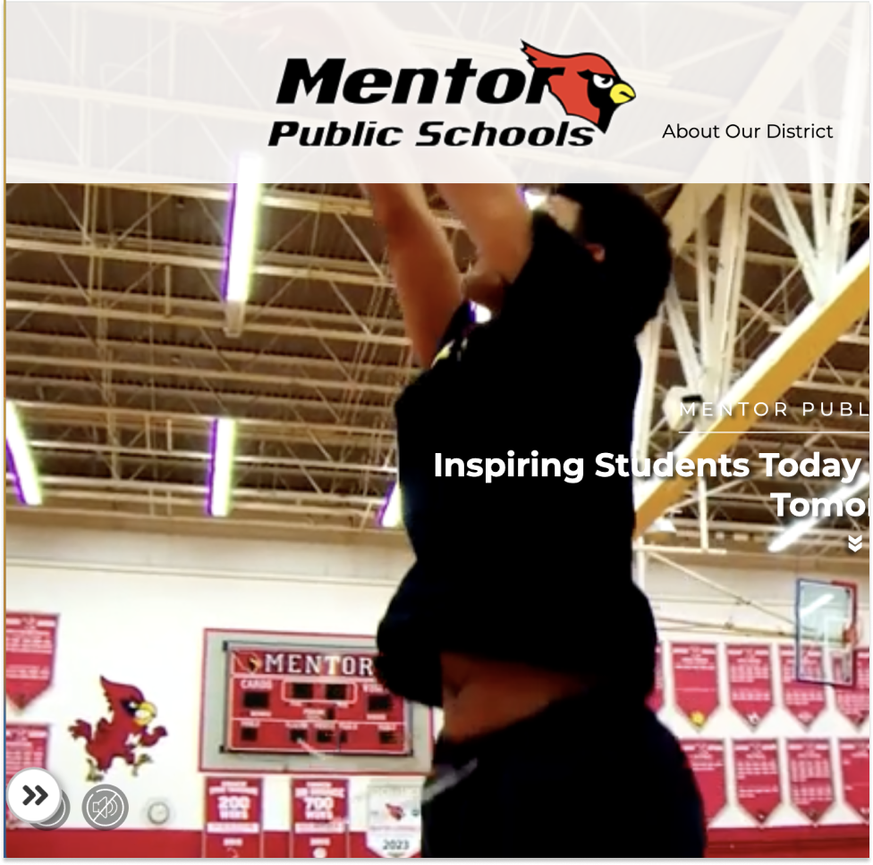 Student on the Mentor Public Schools website homepage