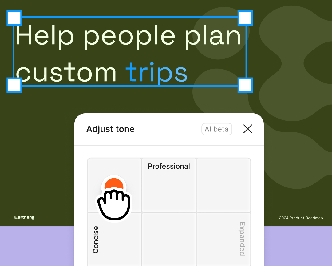 tone selector overlay for ai copy