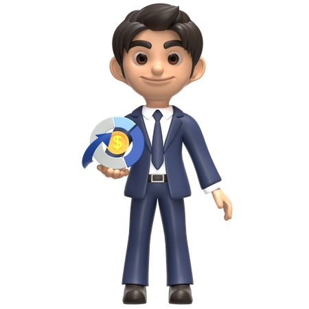 Businessman Holding Graphic Diagram  3D Icon