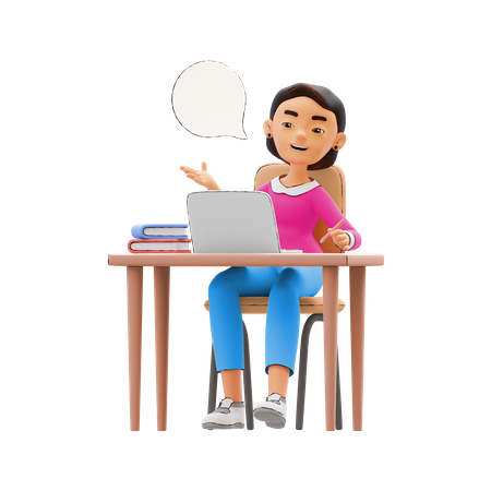 Femme d'affaires travaillant au bureau  Icône 3D