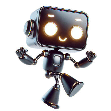 AI Cute Smiling Black Robot Man Dancing with Glowing Eyes  3D Icon