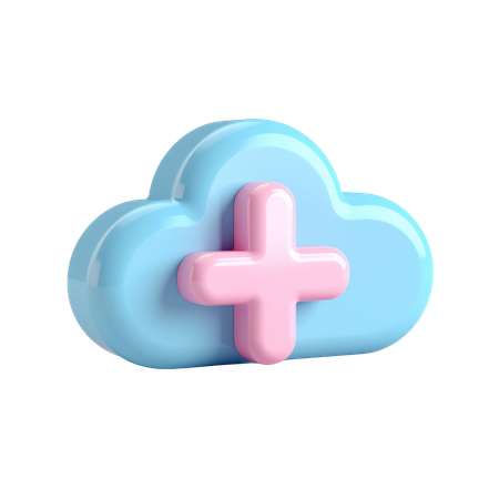AI Digital Cloud With Plus Sign  3D Icon