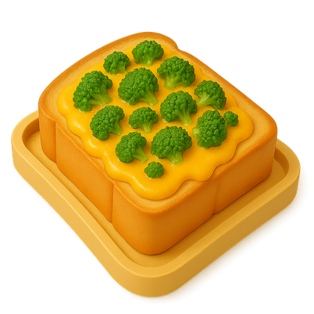 AI Geschmolzener Cheddar-Käse mit frischen Brokkoliröschen  Bild