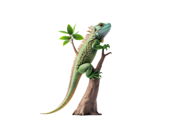 AI Iguane grimpant à un arbre  Image IA