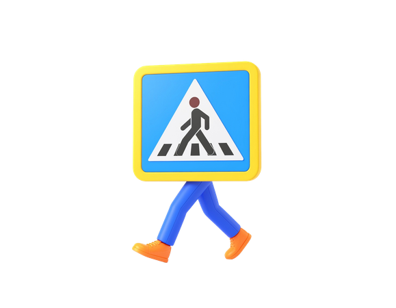 AI Pedestrian crossing sign 3D Icon