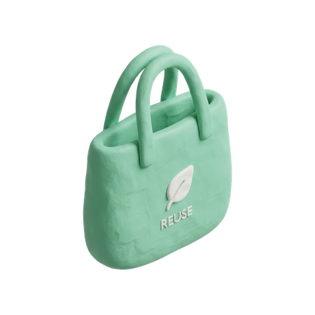 AI Reusable Shopping Bag with Leaf 3D Icon