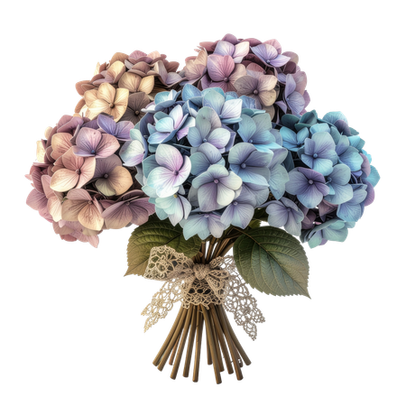 AI Vintage bouquet of dried hydrangeas and lace trim 3D Icon