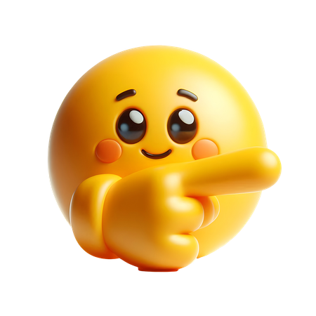 AI Yellow Emoji Cute Hand Pointing Right Gesture  3D Icon