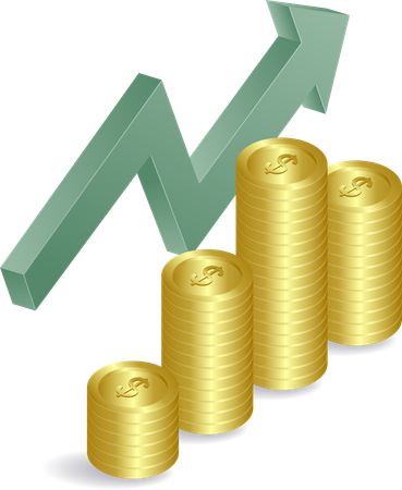 矢印のお金の成長シンボル  イラスト