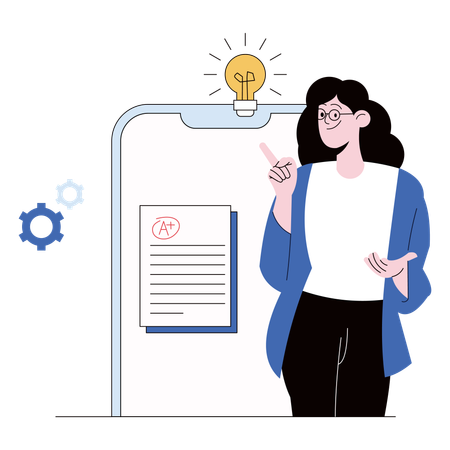 教育のアイデアを持つ女性  イラスト