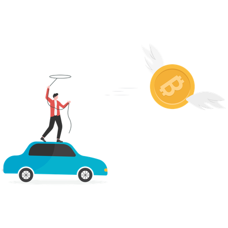 ビットコインをキャッチするビジネスマン  イラスト