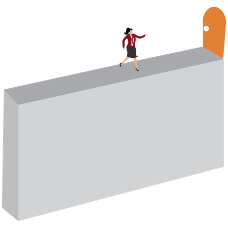 사업가가 중요한 문으로 걸어간다  일러스트레이션