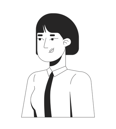 짧은 검은 머리를 한 젊은 아시아 여성 전문가  일러스트레이션