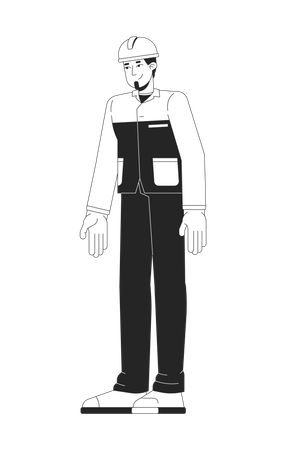 白人男性のオフショアプラットフォームエンジニア  イラスト