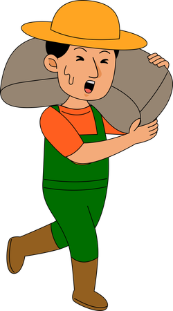 Bauer trägt Sandsack  Illustration