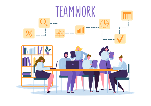 Business team working on project  イラスト