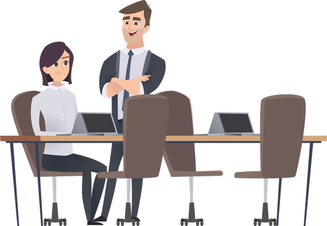 Businessman discussing with female employee  Illustration