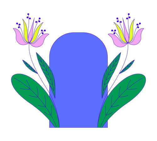 Cadre floral décoré de feuilles fraîches et de tiges de fleurs délicates Illustration