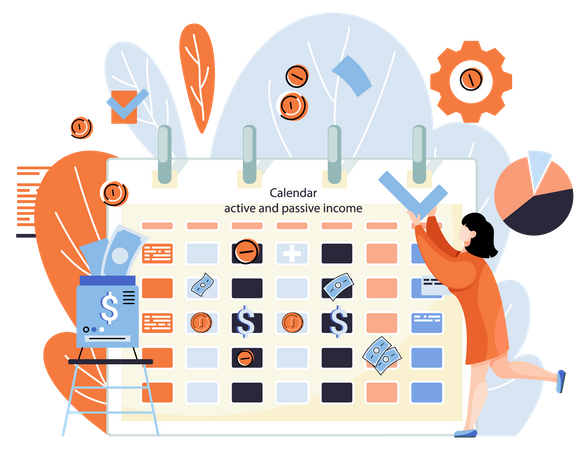 Calendrier des revenus actifs et passifs  Illustration