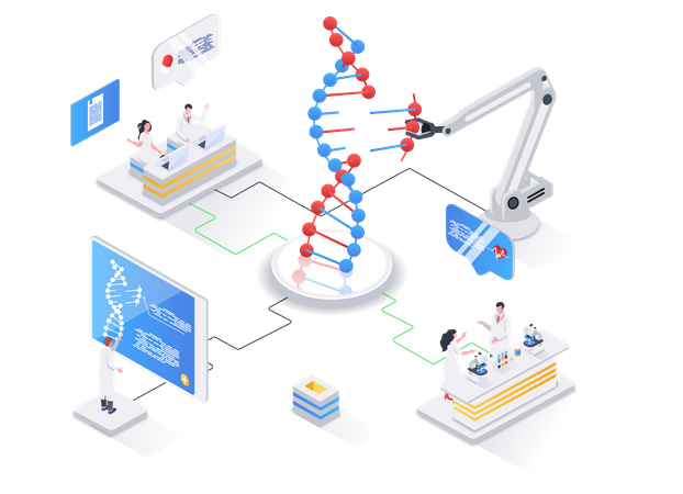 Clonagem e recombinação de sequências de DNA - biotecnologia  Ilustração