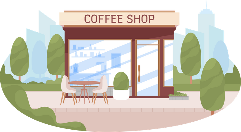 Coffee-Shop-Kiosk mit leerem Tisch  Illustration