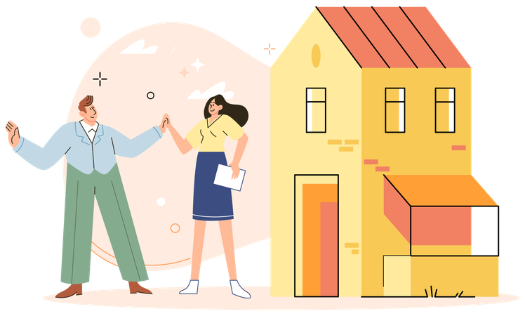 Couple searching for real estate Illustration