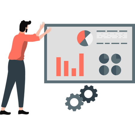 Der Junge erklärt verschiedene Teile des Kreisdiagramms Illustration