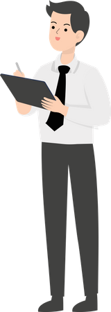 El hombre de negocios anota en el informe  Ilustración