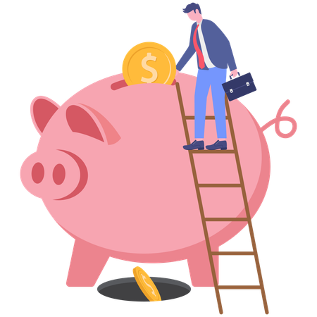 Empresario ahorrando dinero  Ilustración