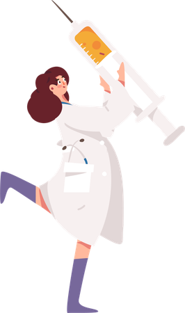 Female doctor with syringe  Illustration