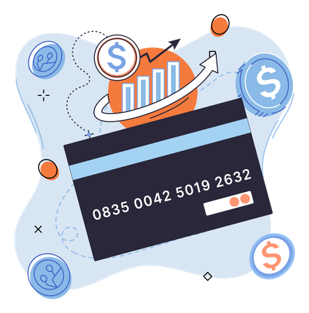 Fianncial payment using credit card and profit  Illustration