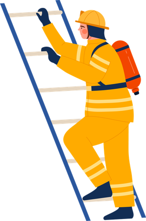 Firefighter on ladder  Illustration
