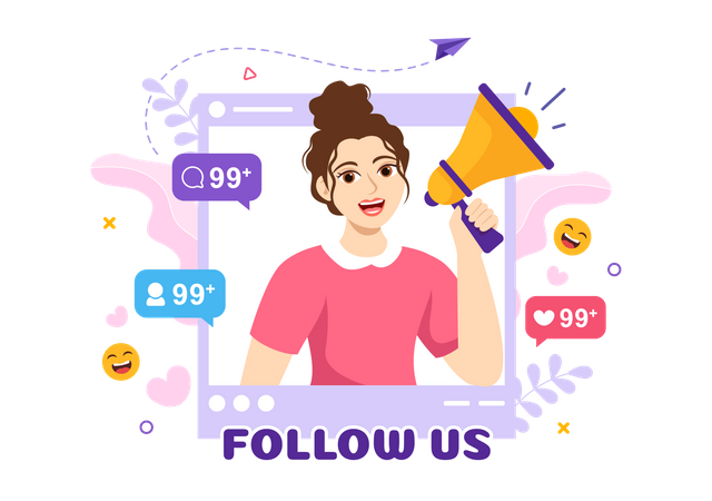 Follow Us and Like  일러스트레이션