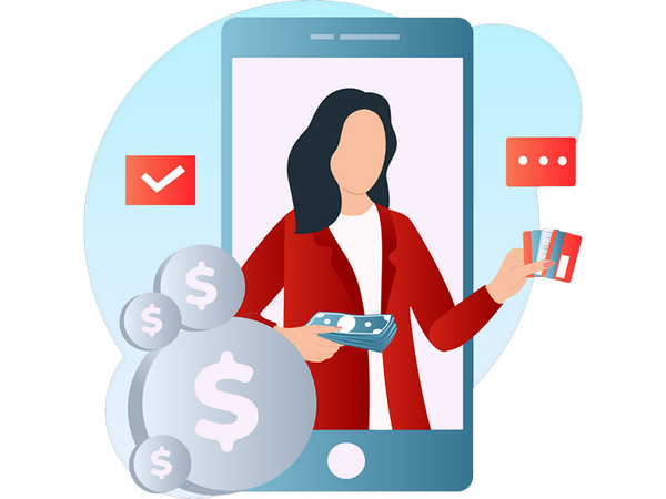 Frau generiert Einnahmen aus Inhalten  Illustration