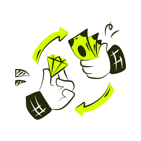 Geld gegen Schmuck eintauschen  Illustration