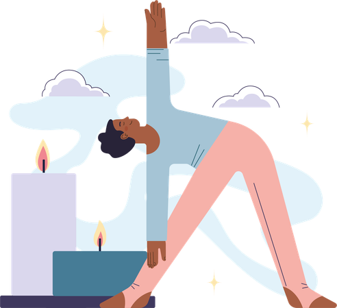 Girl feeling relaxing and doing yoga asana  イラスト