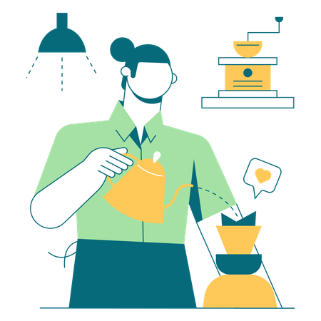 Girl making coffee  Illustration