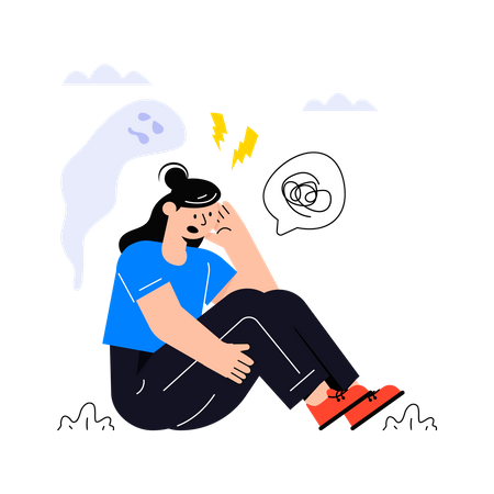 Girl suffering from anxiety disorder  Illustration