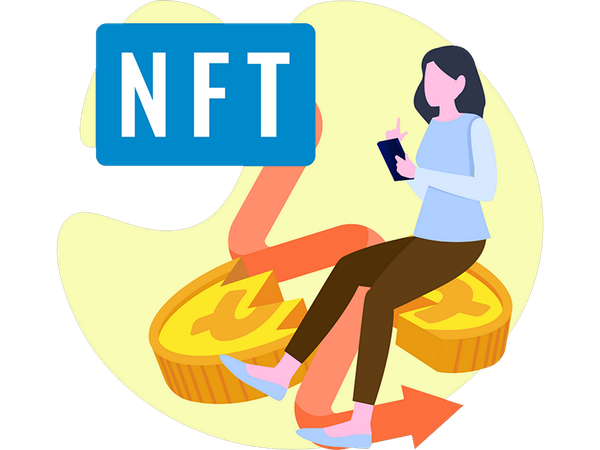 Girl telling about nft drop rate  Illustration