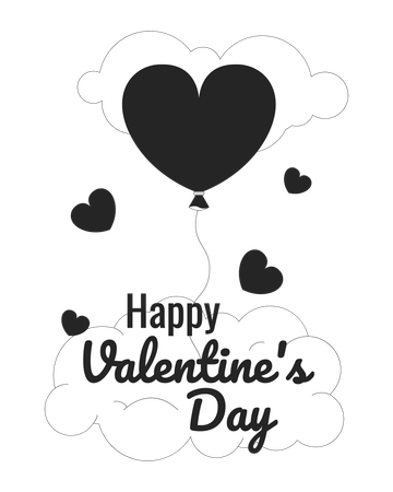 Heart shaped balloon Valentines day greeting card  Illustration