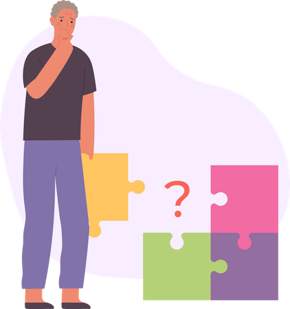 Homme âgé perdant la mémoire  Illustration